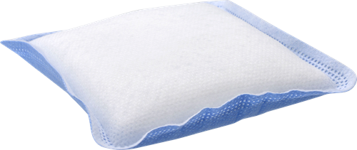 Un oreiller bleu sur fond blanc. Options polyvalentes d'adhésif silicone et non adhésif, disponibles en différentes tailles.

