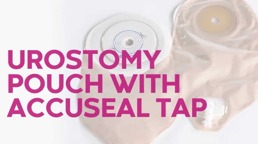A video thumbnail of 'Urostomy Pouching System with Accuseal Tap'