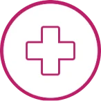 An icon of a cross symbolizing security.