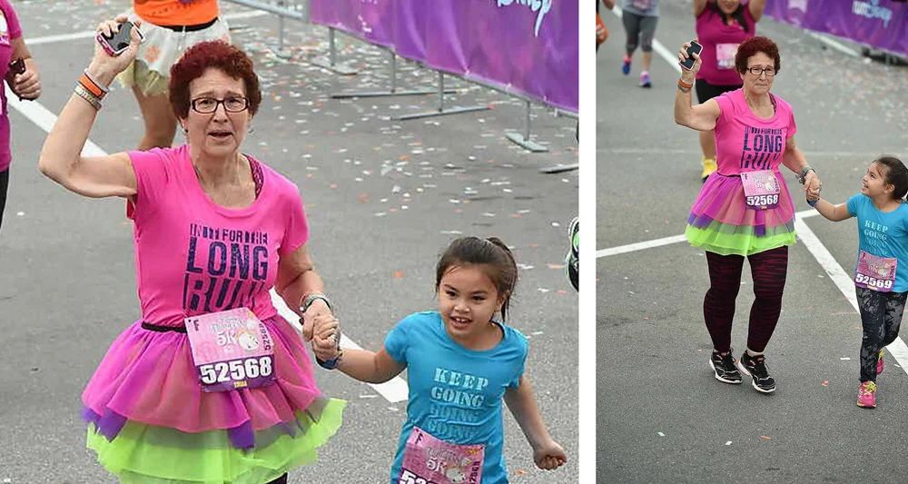 a person and a child running