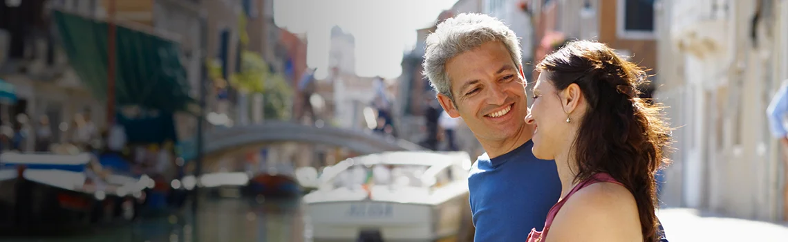 a man and woman kissing