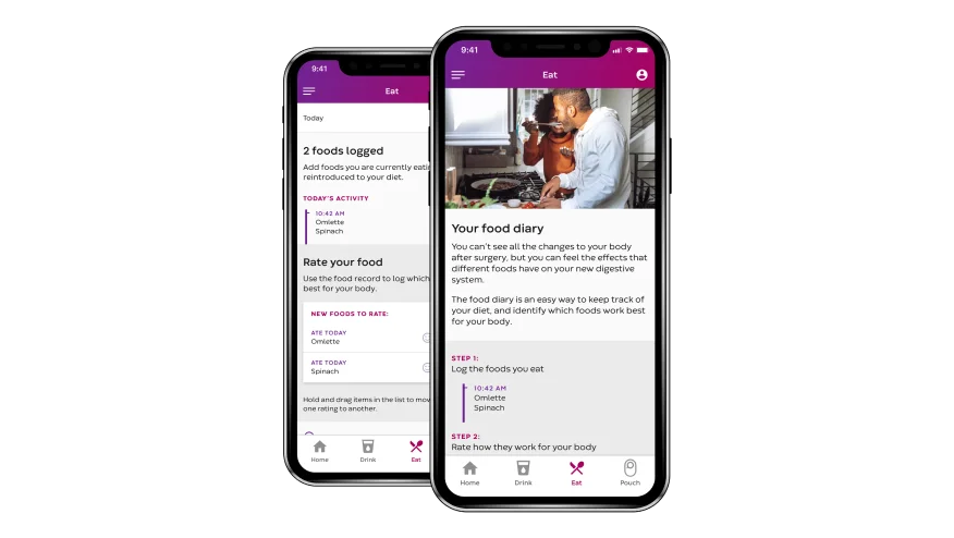 A dashboard of the My Ostomy Journey App.
