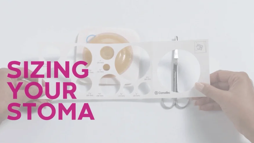 A video thumbnail of 'Sizing Your Stoma'