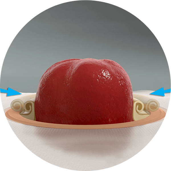 a red ball on a plate